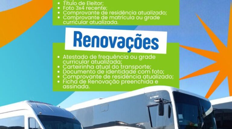 Porto Belo abre prazo para inscrições e renovações de carteirinha para o transporte universitário referente ao segundo semestre