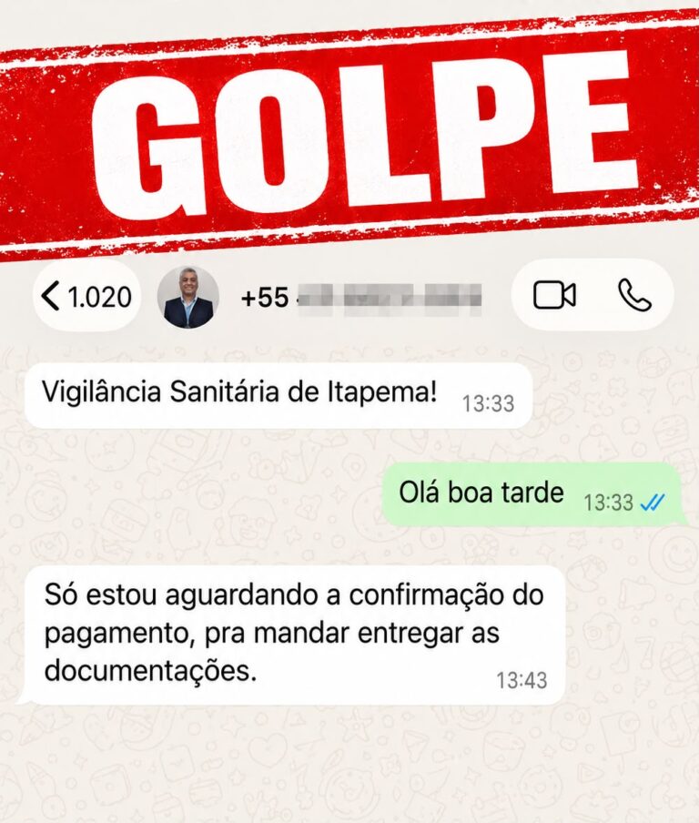 Vigilância Sanitária de Itapema alerta para golpe envolvendo mensagens falsas no WhatsApp vigilancia-sanitaria-de-itapema-alerta-para-golpe-envolvendo-mensagens-falsas-no-whatsapp