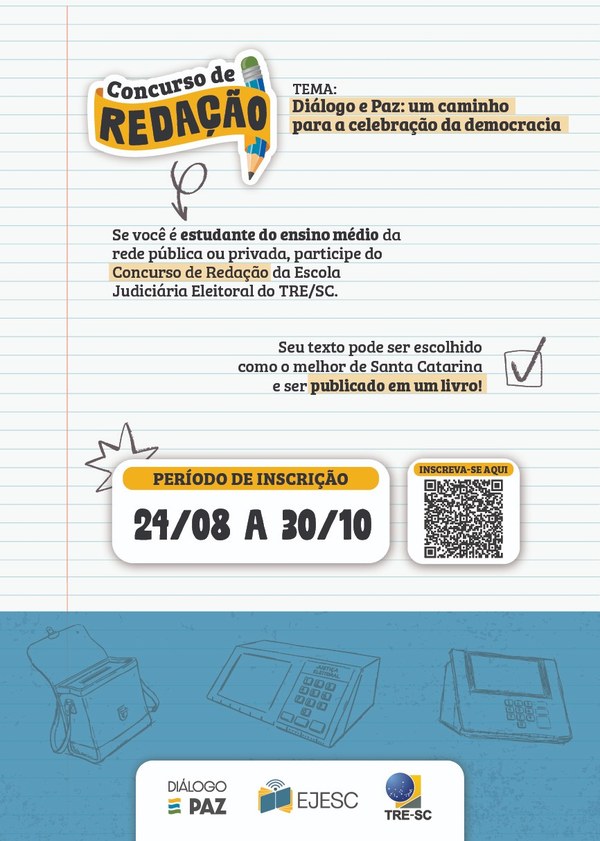 TRE-SC abre concurso de redação para estudantes do ensino médio com foco em democracia e diálogo tre-sc-abre-concurso-de-redacao-para-estudantes-do-ensino-medio-com-foco-em-democracia-e-dialogo