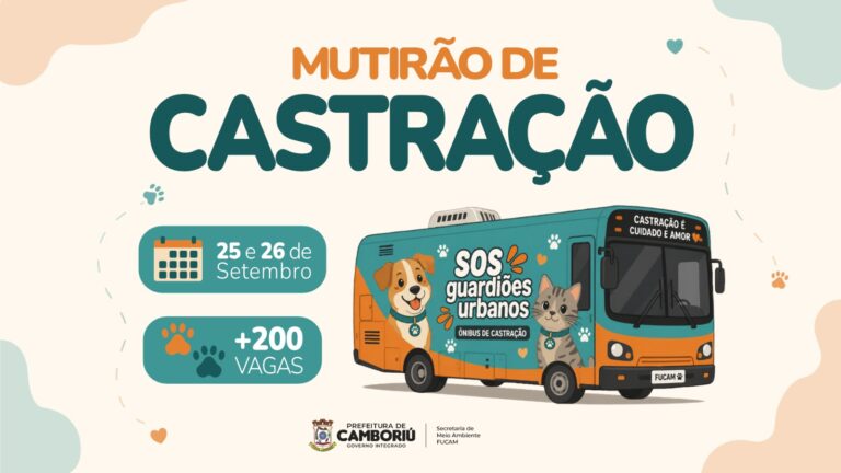 Camboriú terá castração gratuita de cães e gatos nos dias 25 e 26 de setembro camboriu-tera-castracao-gratuita-de-caes-e-gatos-nos-dias-25-e-26-de-setembro